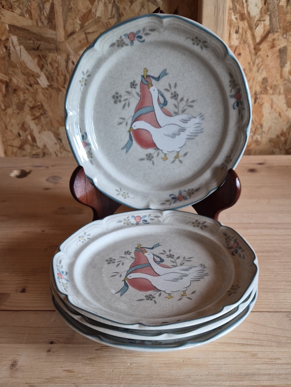 4 International Tableworks Marmalade 1994 Salad/Dessert Plates Geese/Ducks 7 5/8